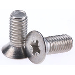 RS PRO Pozidriv Countersunk A4 316 Stainless Steel Machine Screws DIN 965, M5x12mm