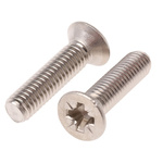 RS PRO Pozidriv Countersunk A4 316 Stainless Steel Machine Screws DIN 965, M6x25mm