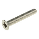 RS PRO Pozidriv Countersunk A4 316 Stainless Steel Machine Screws DIN 965, M6x40mm