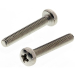 RS PRO Cross Pan Brass Machine Screws DIN 7985, M2.5x16mm