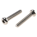 RS PRO Pozidriv Pan A2 304 Stainless Steel Machine Screws DIN 7985, M5x30mm