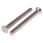 RS PRO Slot Countersunk A2 304 Stainless Steel Machine Screws DIN 963, M6x60mm
