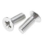 RS PRO Pozidriv Countersunk A2 304 Stainless Steel Machine Screws DIN 965, M6x16mm