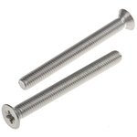 RS PRO Pozidriv Countersunk A2 304 Stainless Steel Machine Screws DIN 965Z, M5x50mm