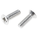 RS PRO Pozidriv Countersunk A2 304 Stainless Steel Machine Screws DIN 965, M8x25mm