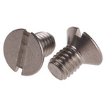 RS PRO Slot Countersunk A4 316 Stainless Steel Machine Screws DIN 963, M6x10mm