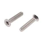 RS PRO Pozidriv Countersunk A4 316 Stainless Steel Machine Screws DIN 965, M5x25mm