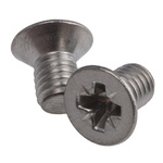 RS PRO Pozidriv Countersunk A4 316 Stainless Steel Machine Screws DIN 965, M6x10mm