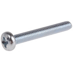 RS PRO Cross Pan Bright Zinc Plated Steel Machine Screw DIN 7985, M4x30mmx1.181in
