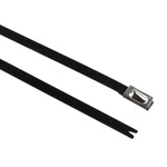 HellermannTyton Black Cable Tie Polyester Coated Stainless Steel Roller Ball, 201mm x 4.6 mm