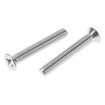 RS PRO Pozidriv Countersunk A2 304 Stainless Steel Machine Screws DIN 965Z, M6x40mm