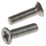 RS PRO Pozidriv Countersunk A2 304 Stainless Steel Machine Screws DIN 965, M8x30mm