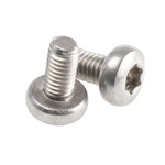 RS PRO Plain Pan Stainless Steel Torx Screw, M3 x 6mm