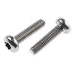 RS PRO Plain Pan Stainless Steel Torx Screw, M6