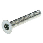 RS PRO Bright Zinc Plated Flat Steel Tamper Proof Security Screw, M3 x 20mm