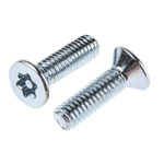 RS PRO Bright Zinc Plated Flat Steel Tamper Proof Security Screw, M3.5 x 12mm