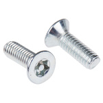 RS PRO Bright Zinc Plated Flat Steel Tamper Proof Security Screw, M4 x 12mm