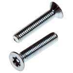 RS PRO Bright Zinc Plated Flat Steel Tamper Proof Security Screw, M4 x 20mm