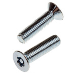 RS PRO Bright Zinc Plated Flat Steel Tamper Proof Security Screw, M5 x 20mm