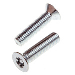RS PRO Bright Zinc Plated Flat Steel Tamper Proof Security Screw, M6 x 25mm