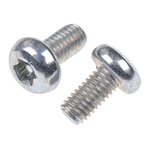 RS PRO Bright Zinc Plated Pan Steel Tamper Proof Security Screw, M3 x 6mm