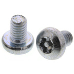 RS PRO Bright Zinc Plated Pan Steel Tamper Proof Security Screw, M4 x 6mm