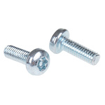 RS PRO Bright Zinc Plated Pan Steel Tamper Proof Security Screw, M4 x 12mm