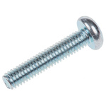 RS PRO Bright Zinc Plated Pan Steel Tamper Proof Security Screw, M4 x 20mm