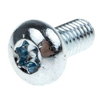 RS PRO Bright Zinc Plated Pan Steel Tamper Proof Security Screw, M6 x 12mm