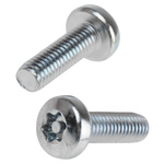 RS PRO Bright Zinc Plated Pan Steel Tamper Proof Security Screw, M6 x 20mm