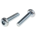 RS PRO Bright Zinc Plated Pan Steel Tamper Proof Security Screw, M6 x 25mm