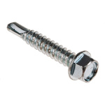 RS PRO Bright Zinc Plated Steel Self Drilling Screw M5.5 x 32mm Long