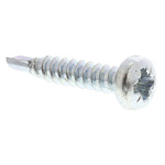 RS PRO Bright Zinc Plated Steel Self Drilling Screw No. 6 x 3/4in Long x 19mm Long