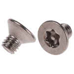 RS PRO Plain Flat Stainless Steel Tamper Proof Security Screw, M4 x 6mm