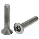 RS PRO Plain Flat Stainless Steel Tamper Proof Security Screw, M4 x 20mm