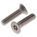 RS PRO Plain Flat Stainless Steel Tamper Proof Security Screw, M6 x 25mm