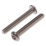 RS PRO Plain Button Stainless Steel Tamper Proof Security Screw, M3 x 20mm