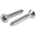 RS PRO Plain Stainless Steel Countersunk Head Self Tapping Screw, N°6 x 1in Long 25mm Long