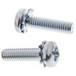 RS PRO M4 x 16 mmmm Zinc Plated Steel Pan Head Sems Screw, External Tooth Washer