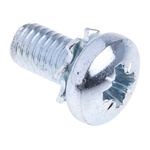 RS PRO M5 x 10 mmmm Zinc Plated Steel Pan Head Sems Screw, External Tooth Washer