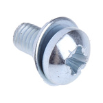 RS PRO M3 x 6 mmmm Zinc Plated Steel Pan Head Sems Screw, Plain Washer