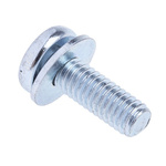 RS PRO M4 x 12 mmmm Zinc Plated Steel Pan Head Sems Screw, Plain Washer