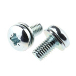 RS PRO M5 x 10 mmmm Zinc Plated Steel Pan Head Sems Screw, Plain Washer