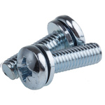 RS PRO M6 x 20 mmmm Zinc Plated Steel Pan Head Sems Screw, Plain Washer