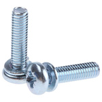 RS PRO M3 x 12 mmmm Zinc Plated Steel Pan Head Sems Screw, Spring Washer