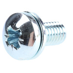 RS PRO M5 x 10 mmmm Zinc Plated Steel Pan Head Sems Screw, Spring Washer