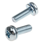 RS PRO M5 x 16 mmmm Zinc Plated Steel Pan Head Sems Screw, Spring Washer