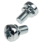 RS PRO M6 x 12 mmmm Zinc Plated Steel Pan Head Sems Screw, Spring Washer