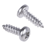 RS PRO Plain Stainless Steel Pan Head Self Tapping Screw, N°4 x 3/8in Long 9.5mm Long