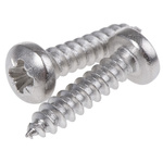 RS PRO Plain Stainless Steel Pan Head Self Tapping Screw, N°4 x 1/2in Long 13mm Long